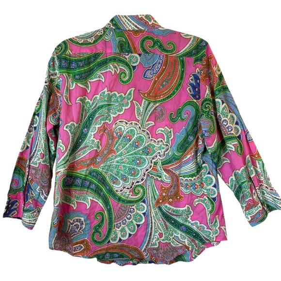 Lauren‎ Ralph Lauren Blouse Women's L Thin Light 100% Cotton Multicolor Paisley - Picture 3 of 11